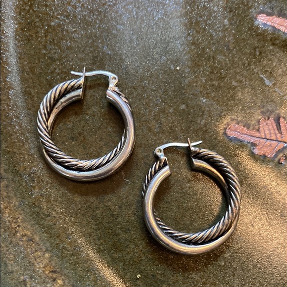 Elegant Silver Hoop Earrings - Picture 1 of 1
